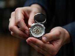 Watch being examined closely with a loupe